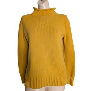 J Crew Chunky Roll Collar Sweater Women Medium Fisherman Preppy Old Money Y2K
